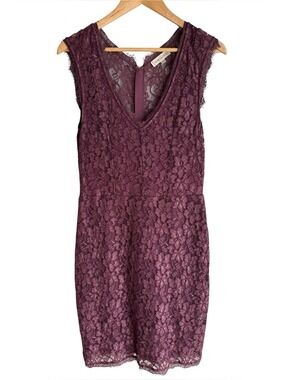 Temperance Romantic Lace Overlay Cocktail Dress Sz M Mulberry Party Sexy Classy
